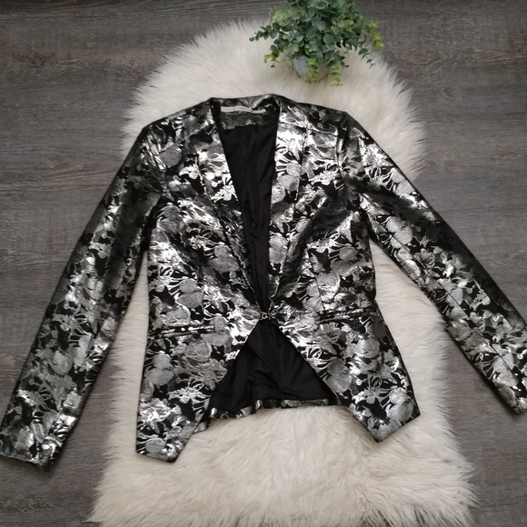 Gibson Gray & Black Cutaway Metallic Blazer - Picture 2 of 8